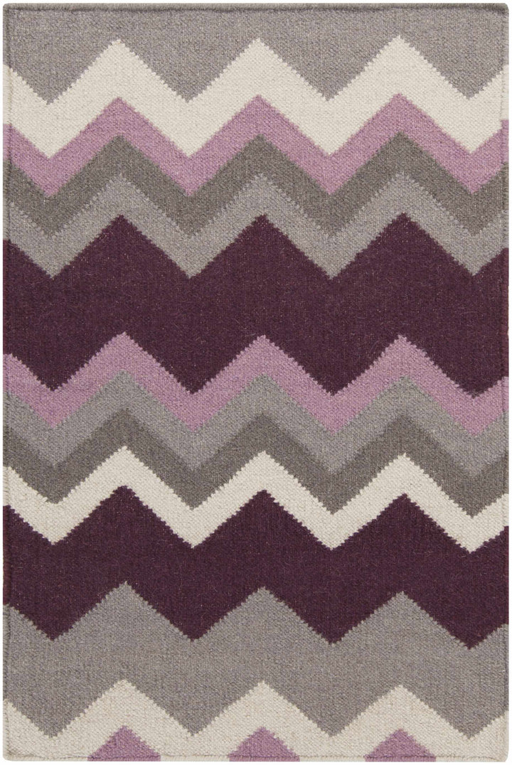 Hardwood Contemporary Geometrical Purple Hand Woven Area Rug