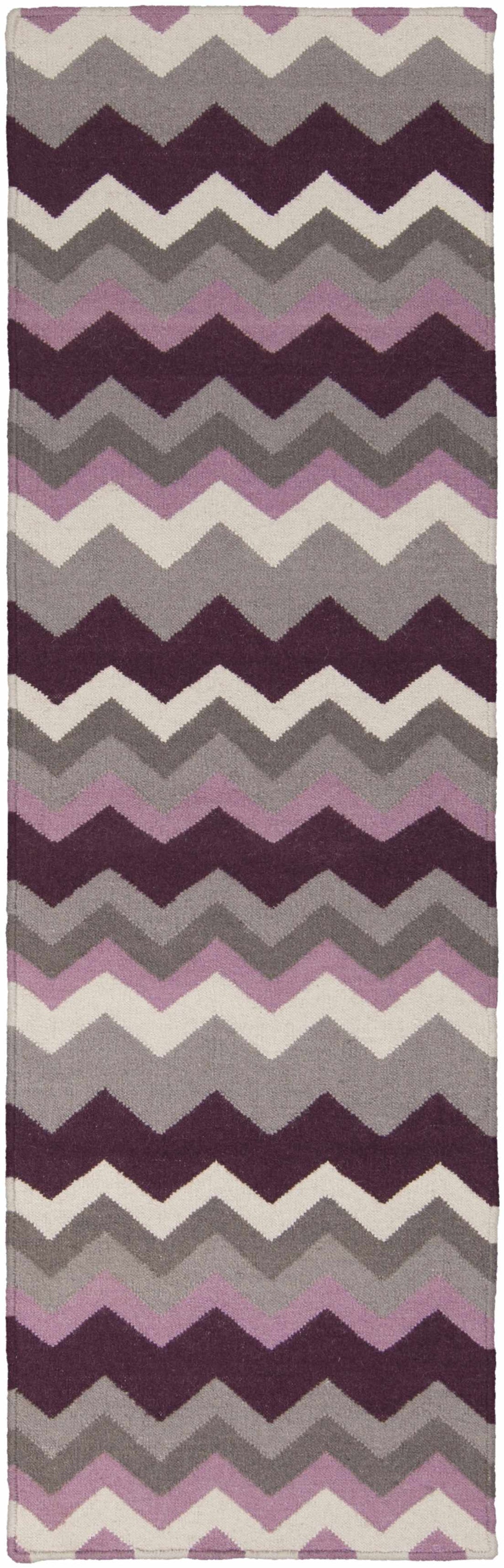 Hardwood Contemporary Geometrical Purple Hand Woven Area Rug