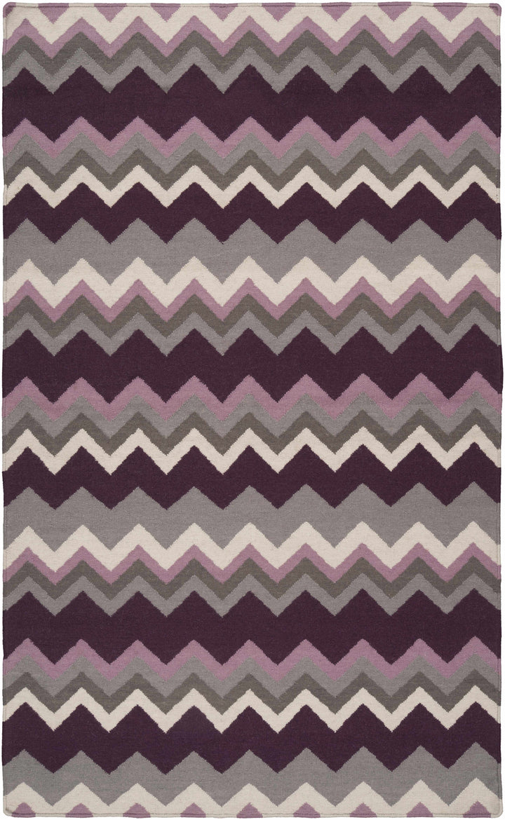 Hardwood Contemporary Geometrical Purple Hand Woven Area Rug