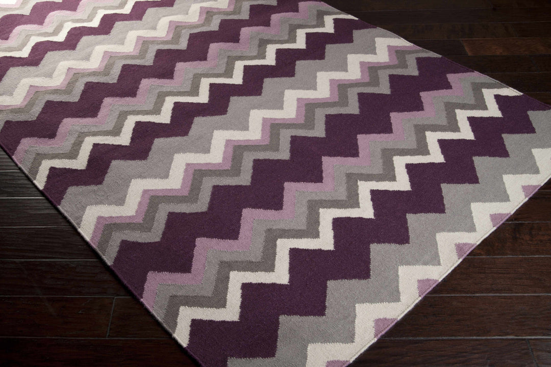 Hardwood Contemporary Geometrical Purple Hand Woven Area Rug