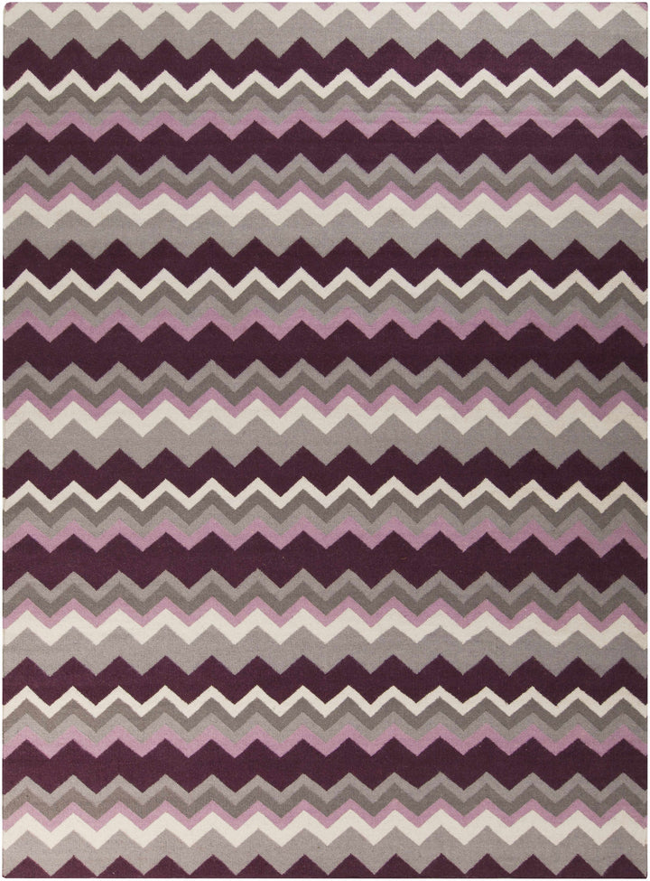 Hardwood Contemporary Geometrical Purple Hand Woven Area Rug