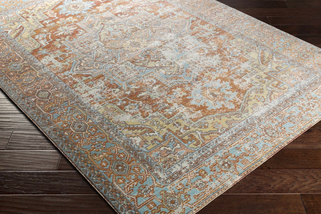 Hardwick Rust And Blue Traditional Style Outdoor Area Rug - The Rug Decor