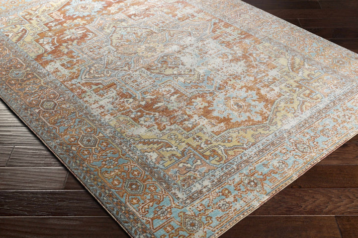 Hardwick Rust And Blue Traditional Style Outdoor Area Rug - The Rug Decor