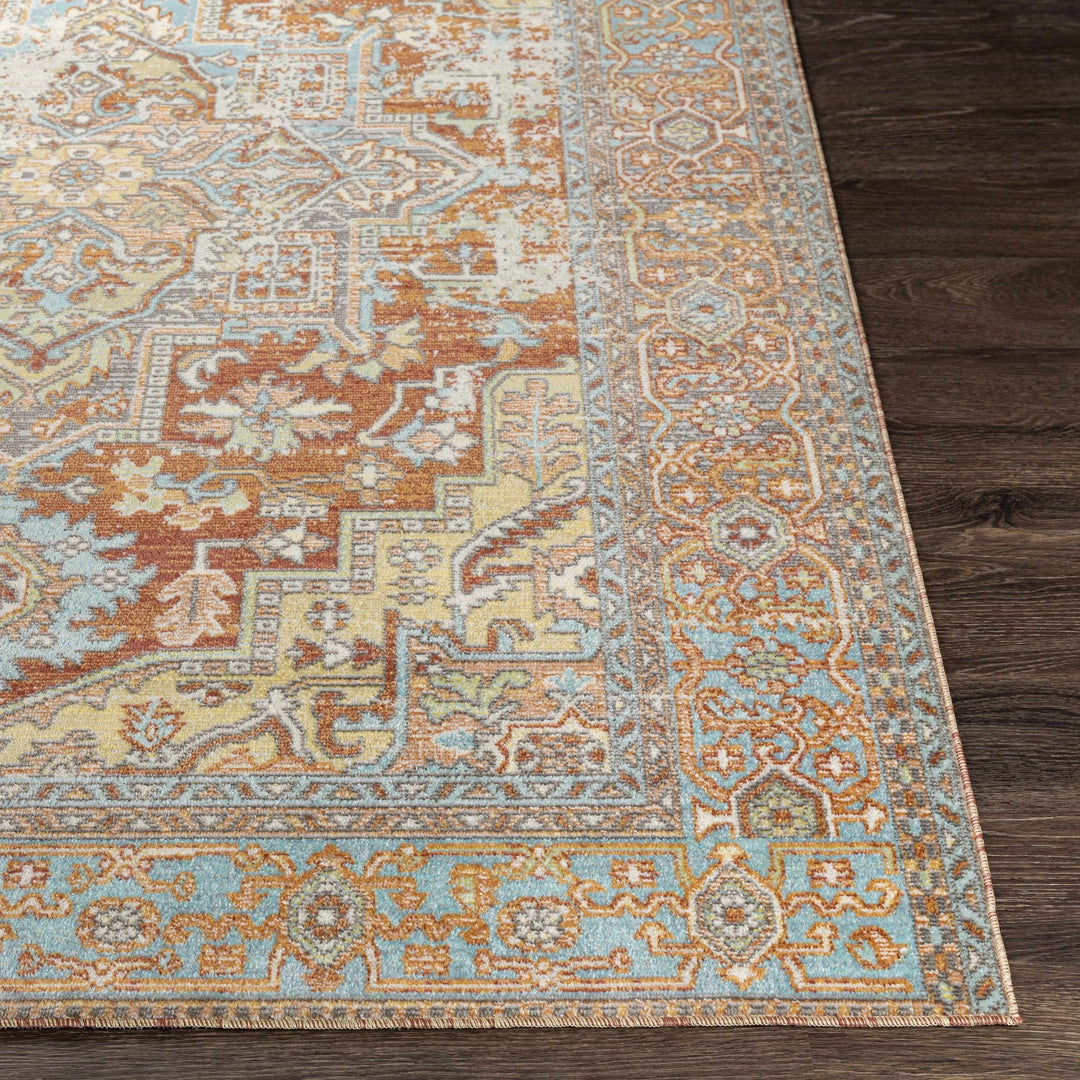 Hardwick Rust And Blue Traditional Style Outdoor Area Rug - The Rug Decor