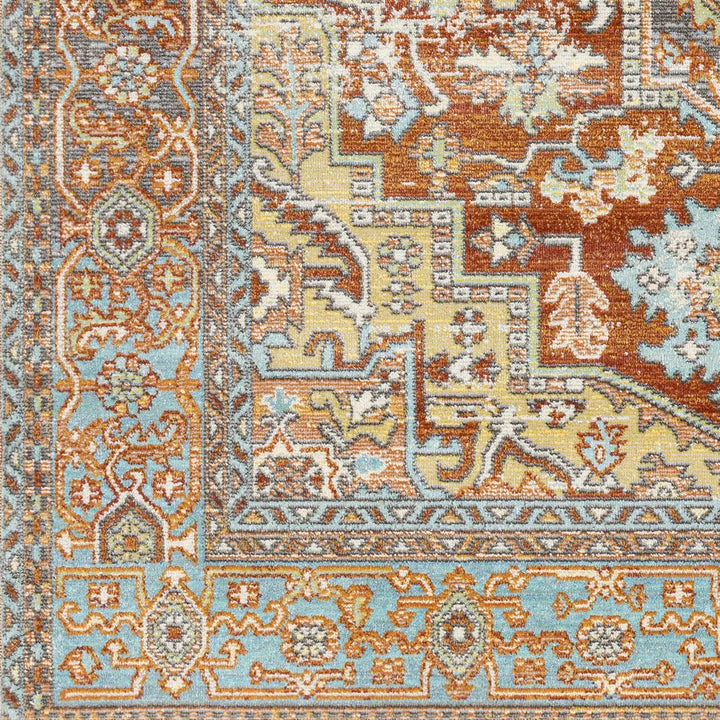 Hardwick Rust And Blue Traditional Style Outdoor Area Rug - The Rug Decor