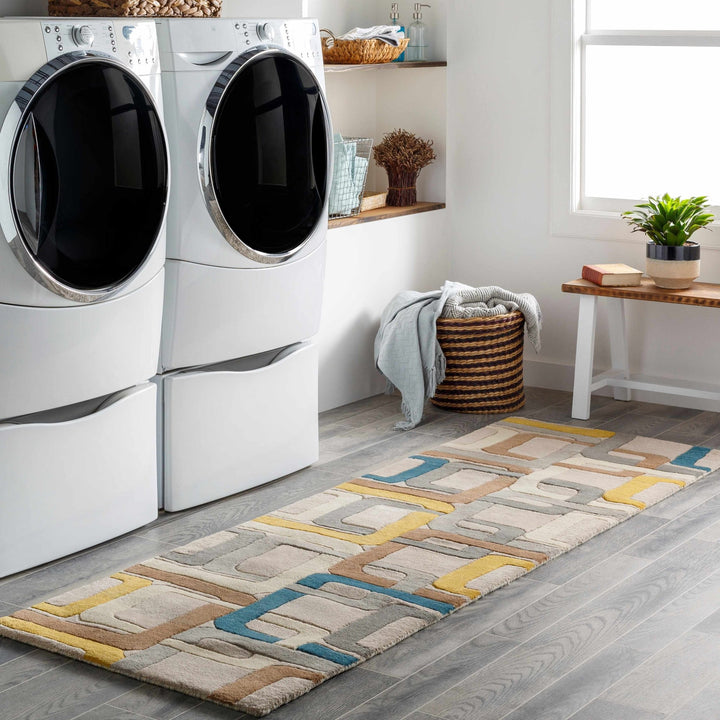 Harlech Contemporary Geometrical Gray And Brown Rug - The Rug Decor