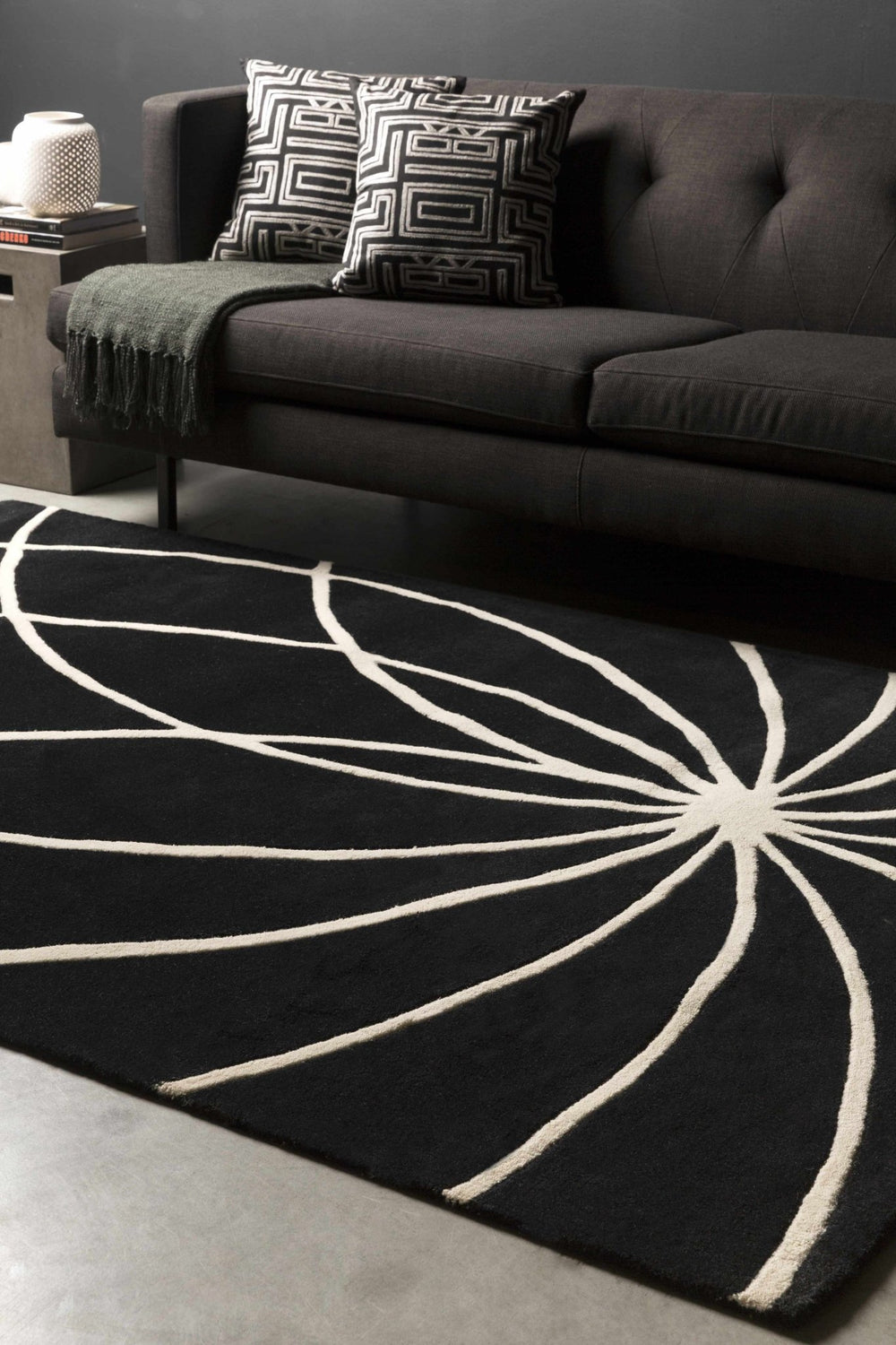 Harlem Black Contemporary Design Hand Tufted Wool Rug - The Rug Decor