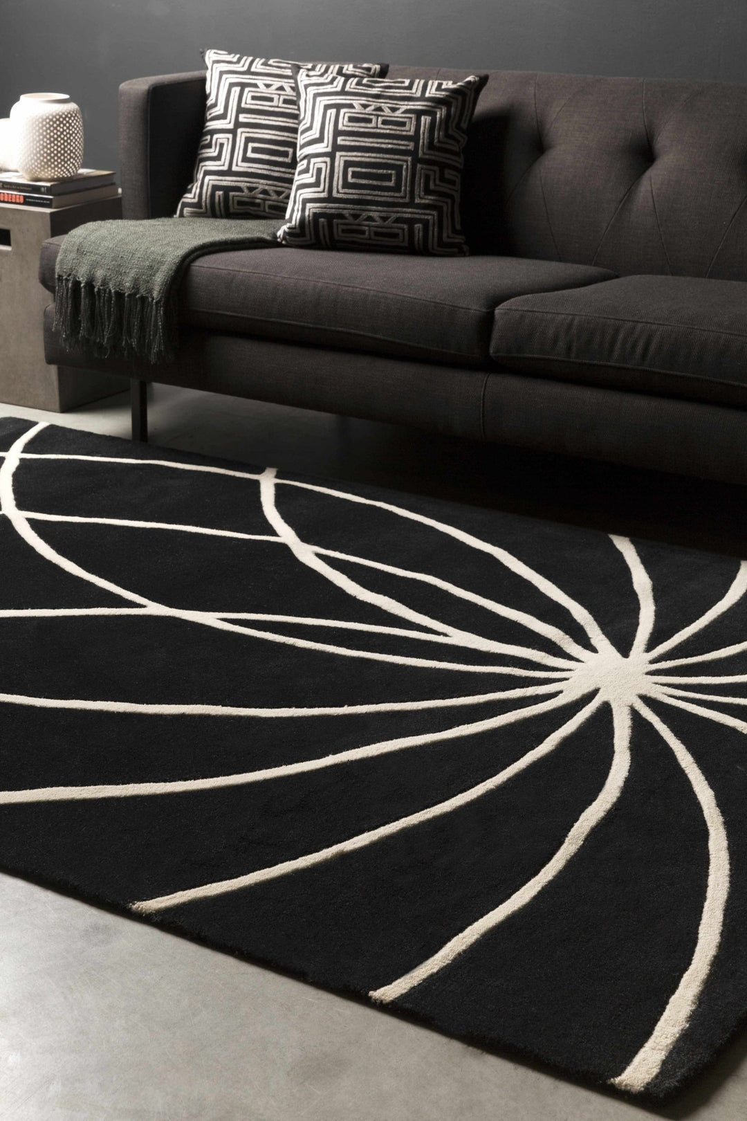 Harlem Black Contemporary Design Hand Tufted Wool Rug - The Rug Decor