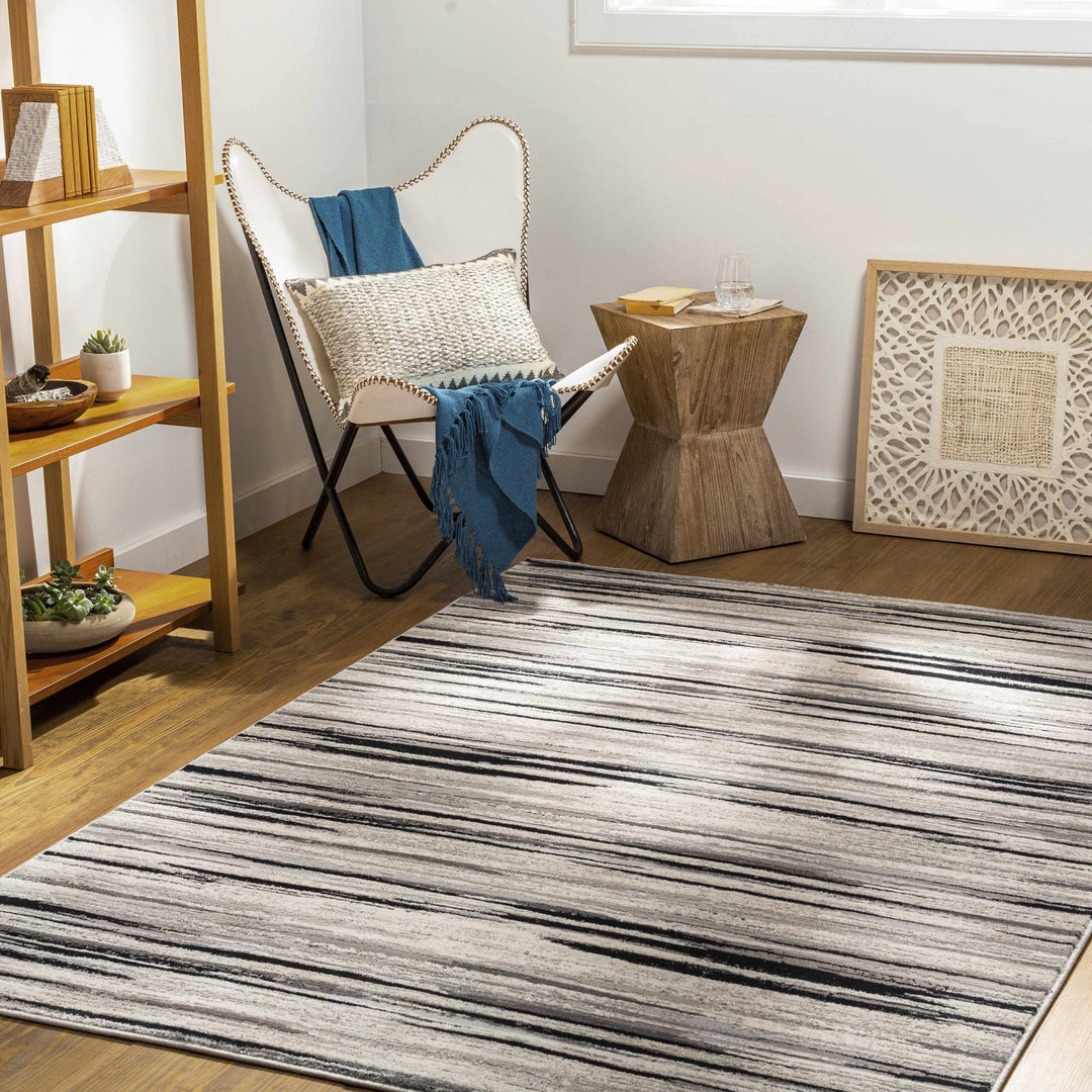 Harran Modern Abstract Design Ivory And Black Area Rug - The Rug Decor
