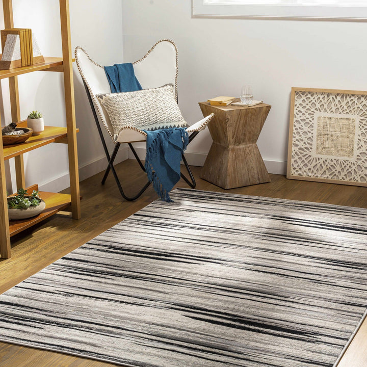 Harran Modern Abstract Design Ivory And Black Area Rug - The Rug Decor