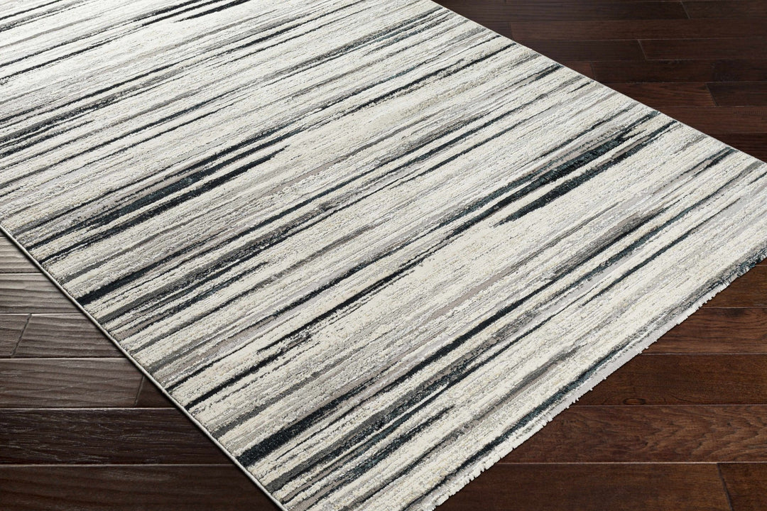 Harran Modern Abstract Design Ivory And Black Area Rug - The Rug Decor