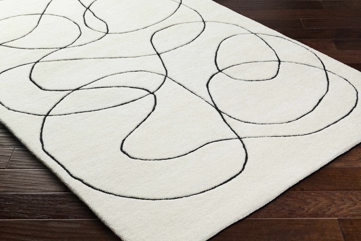 Harta Ivory And Black Contemporary Hand Tufted Wool Area Rug - The Rug Decor
