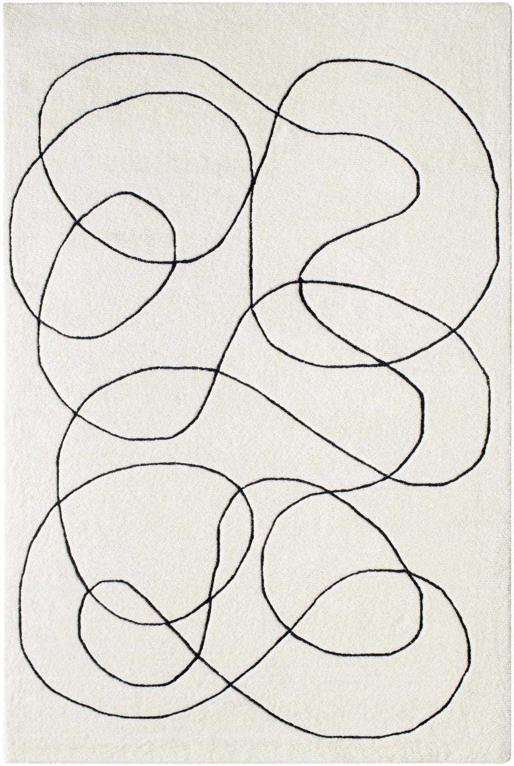 Harta Ivory And Black Contemporary Hand Tufted Wool Area Rug - The Rug Decor