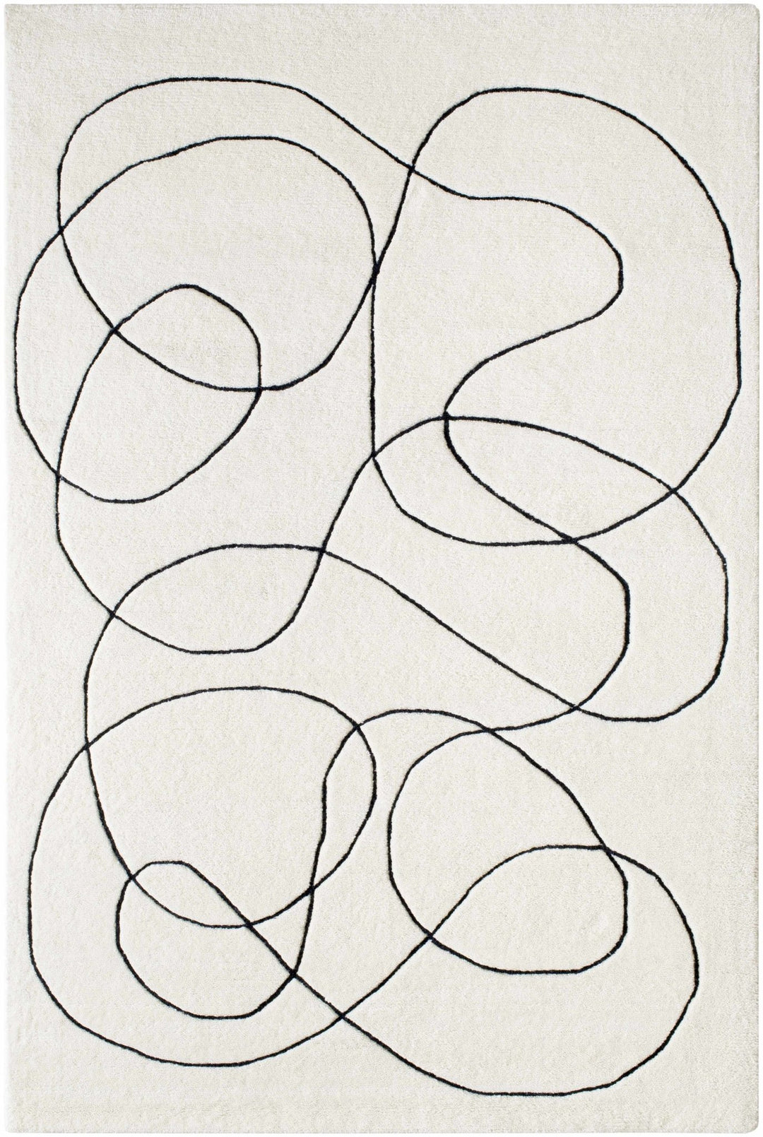 Harta Ivory And Black Contemporary Hand Tufted Wool Area Rug - The Rug Decor
