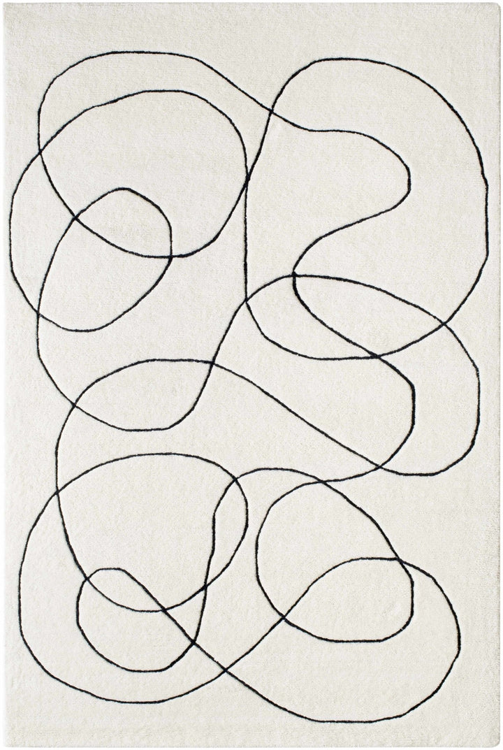 Harta Ivory And Black Contemporary Hand Tufted Wool Area Rug - The Rug Decor