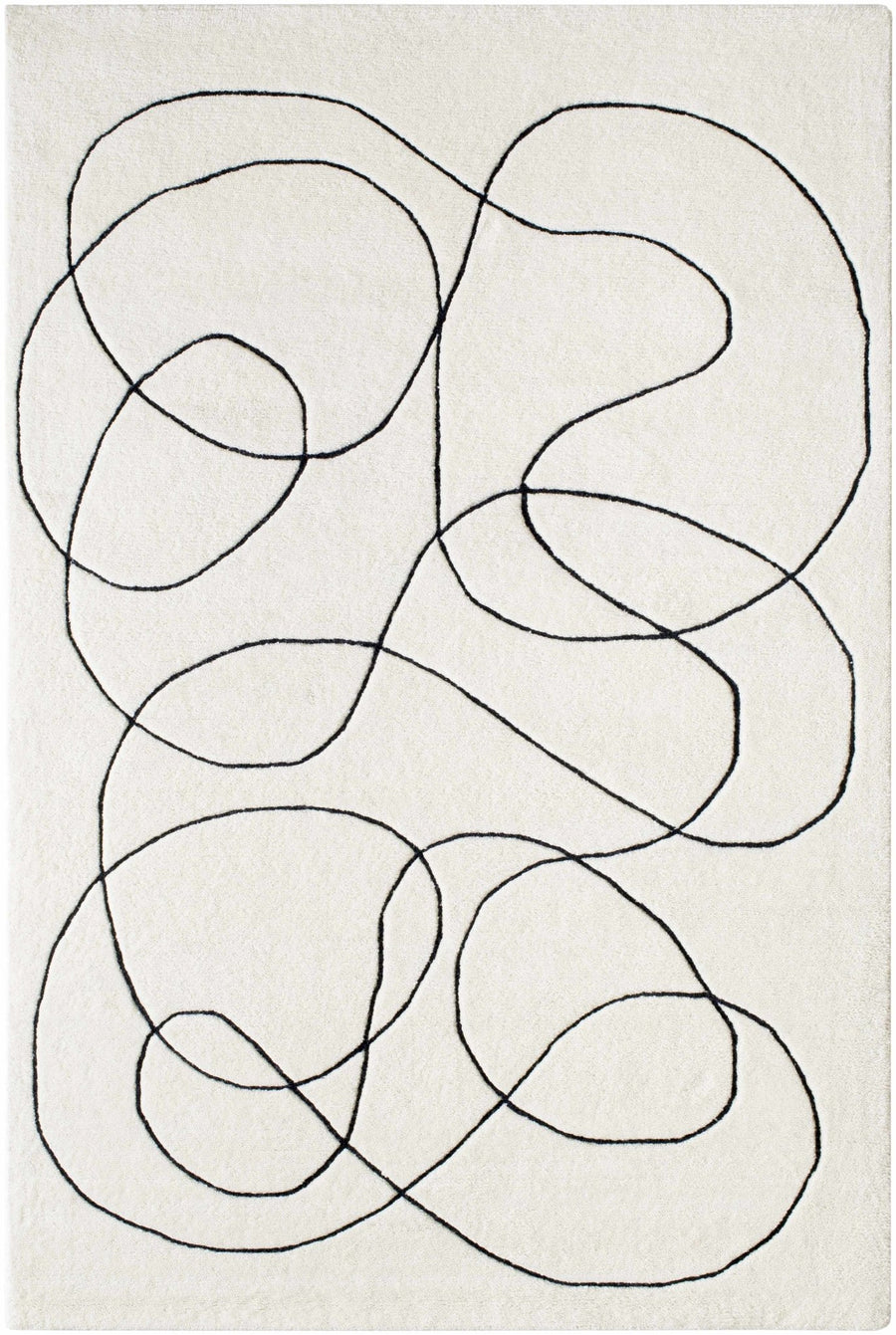 Harta Ivory And Black Contemporary Hand Tufted Wool Area Rug - The Rug Decor