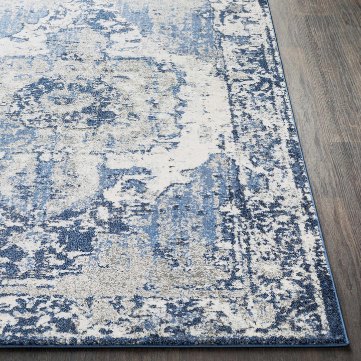Hartshorne Traditional Design Ivory And Blue Rug - The Rug Decor