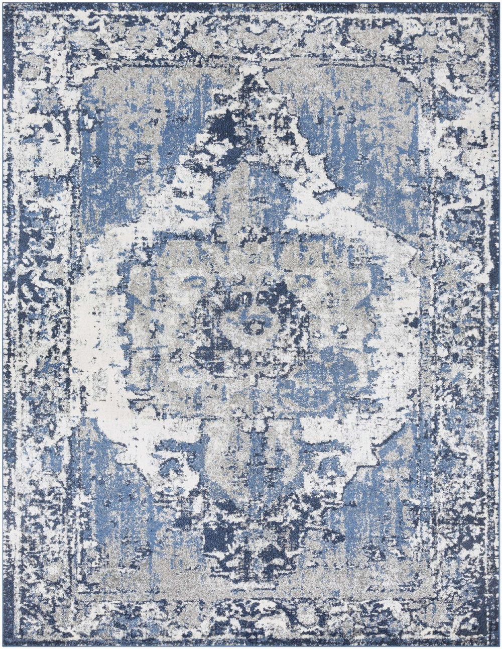 Hartshorne Traditional Design Ivory And Blue Rug - The Rug Decor