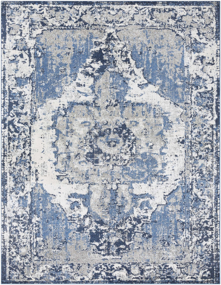 Hartshorne Traditional Design Ivory And Blue Rug - The Rug Decor
