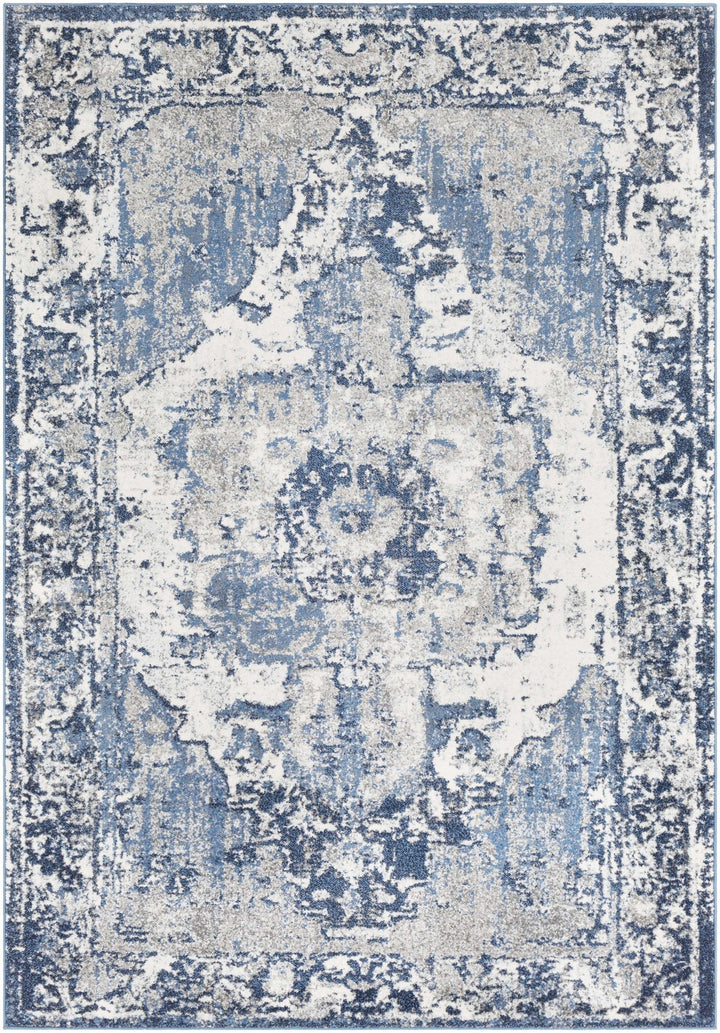 Hartshorne Traditional Design Ivory And Blue Rug - The Rug Decor