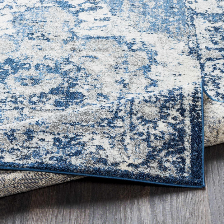 Hartshorne Traditional Design Ivory And Blue Rug - The Rug Decor
