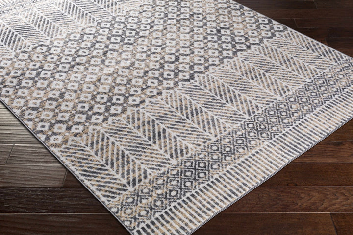 Hassocks Ivory And Charcoal Modern Geometrical Design Area Rug - The Rug Decor