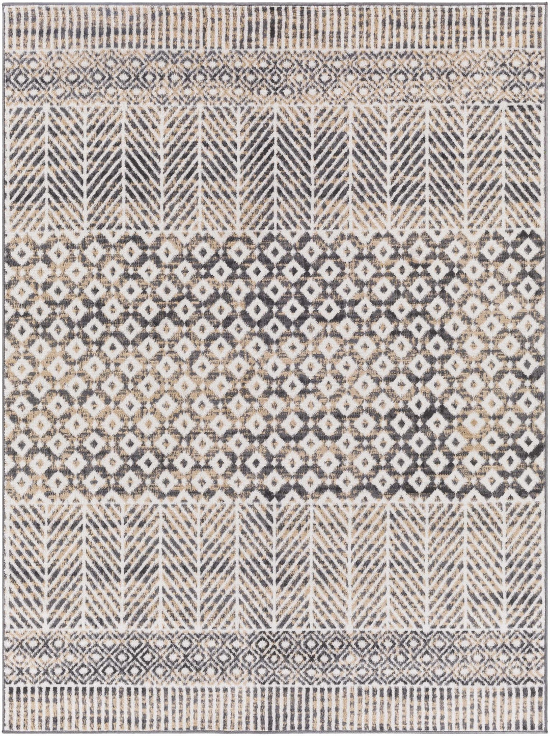 Hassocks Ivory And Charcoal Modern Geometrical Design Area Rug - The Rug Decor