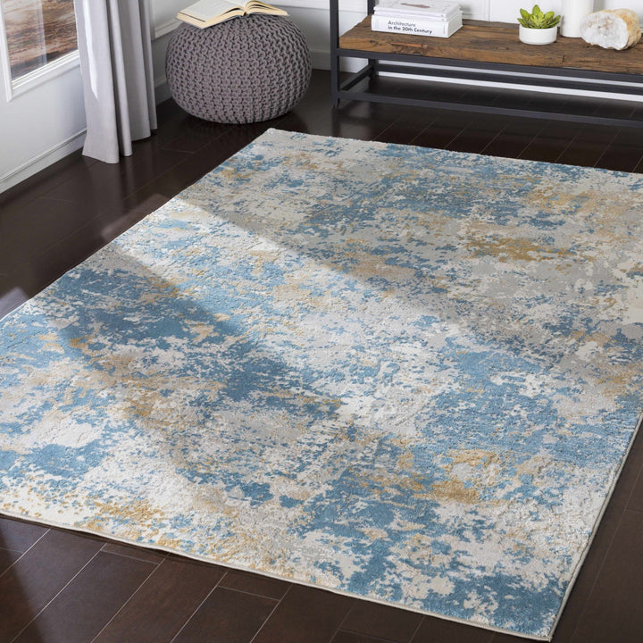 Hawes Modern Abstract Design Blue And Gray Area Rug - The Rug Decor