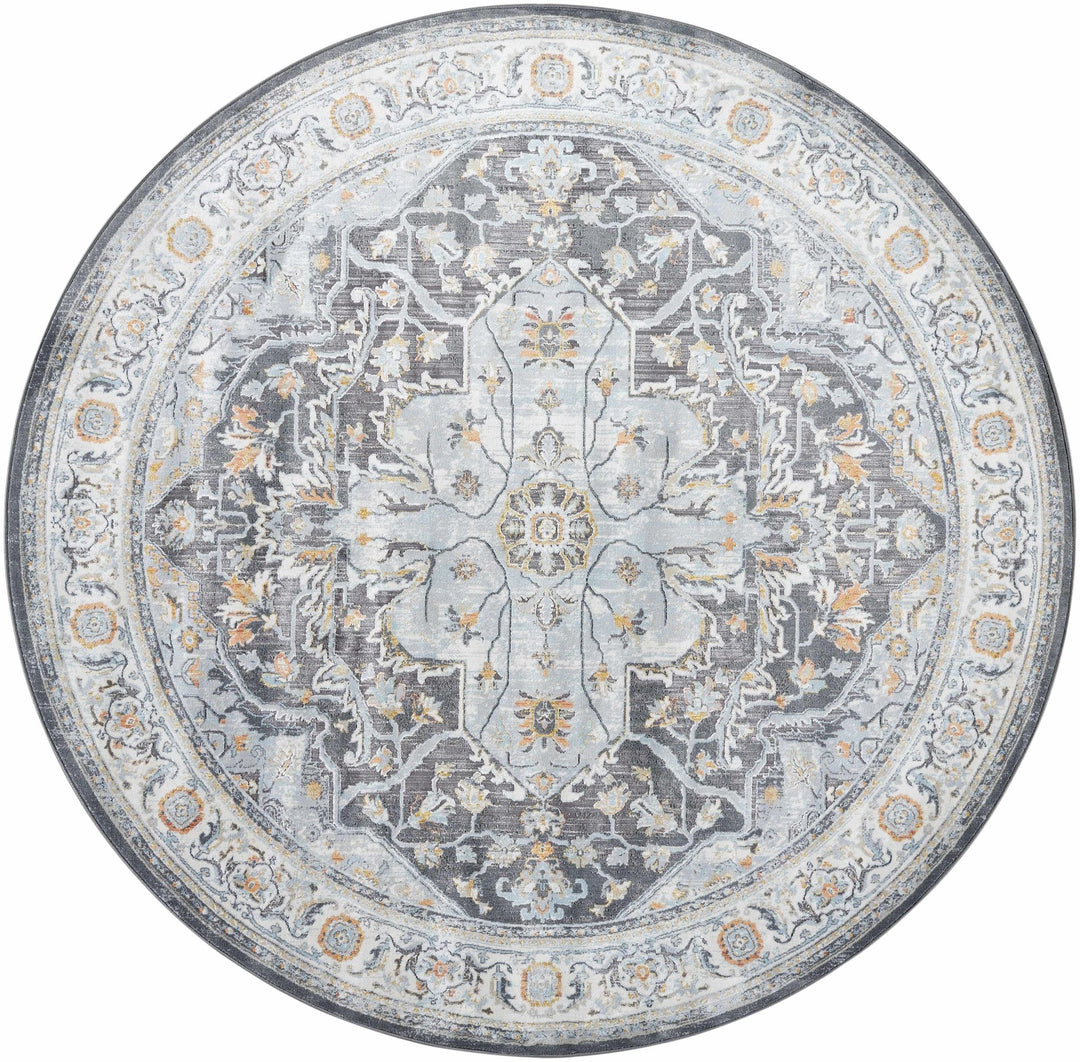 Hayfa Traditional Medallion Design Gray Area Rug - The Rug Decor