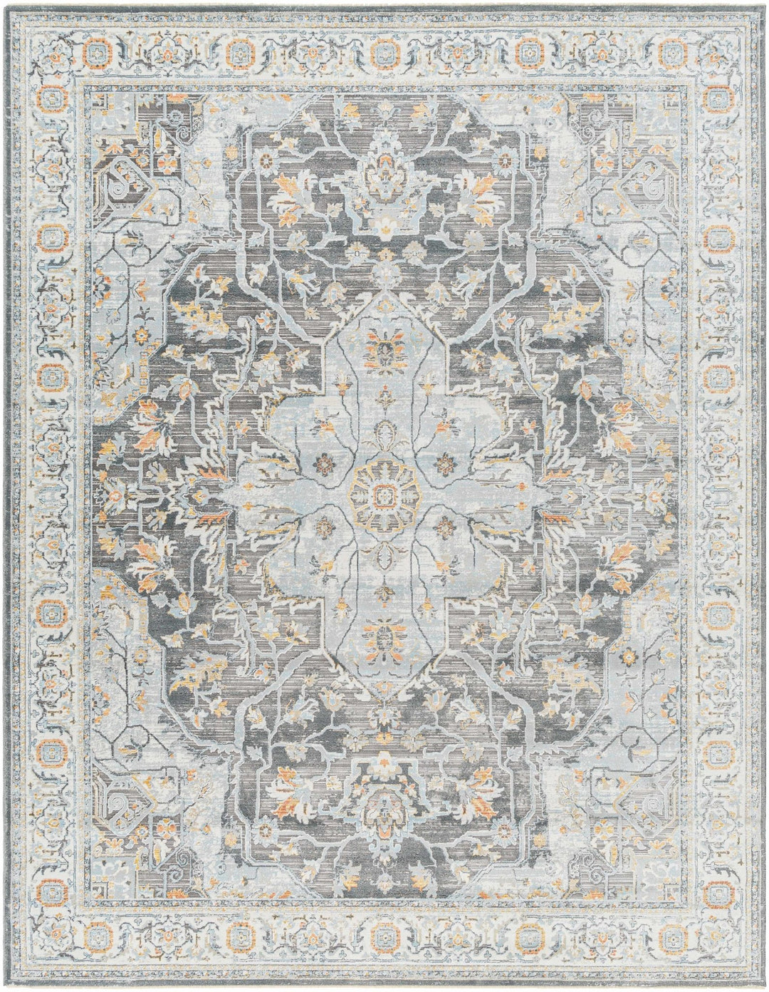 Hayfa Traditional Medallion Design Gray Area Rug - The Rug Decor