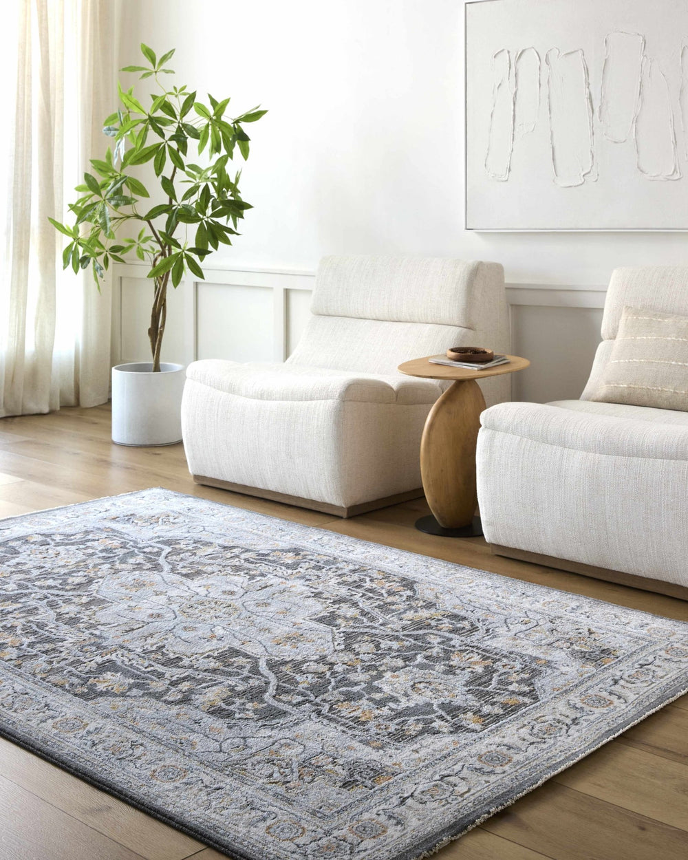 Hayfa Traditional Medallion Design Gray Area Rug - The Rug Decor
