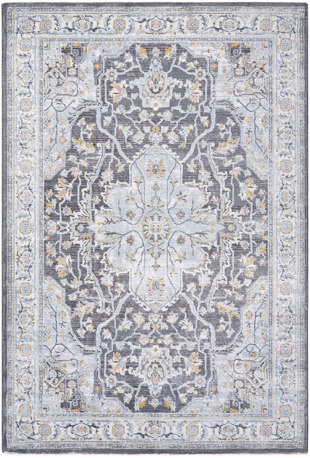 Hayfa Traditional Medallion Design Gray Area Rug - The Rug Decor