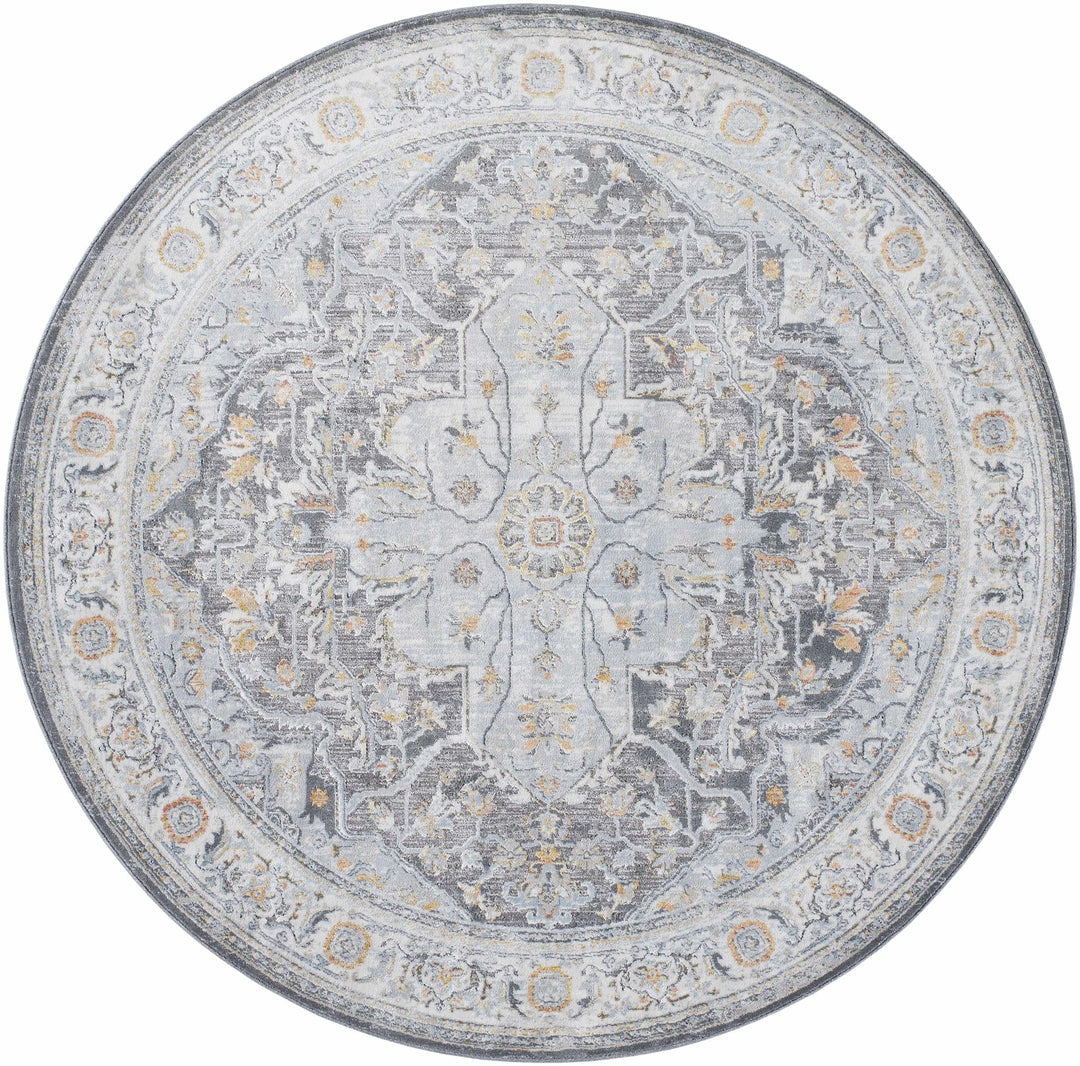 Hayfa Traditional Medallion Design Gray Area Rug - The Rug Decor