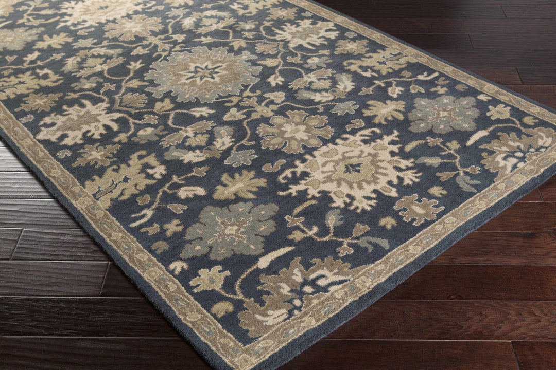 Hazen Traditional Oushak Navy And Beige Wool Rug - The Rug Decor