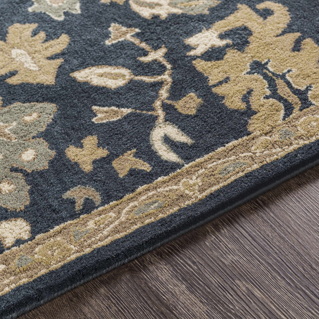 Hazen Traditional Oushak Navy And Beige Wool Rug - The Rug Decor