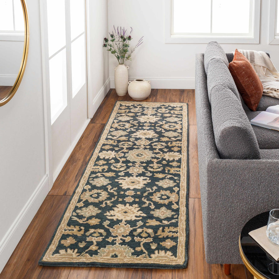 Hazen Traditional Oushak Navy And Beige Wool Rug - The Rug Decor
