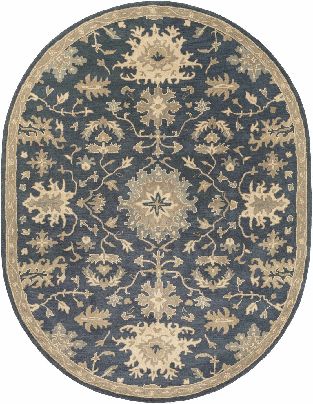 Hazen Traditional Oushak Navy And Beige Wool Rug - The Rug Decor