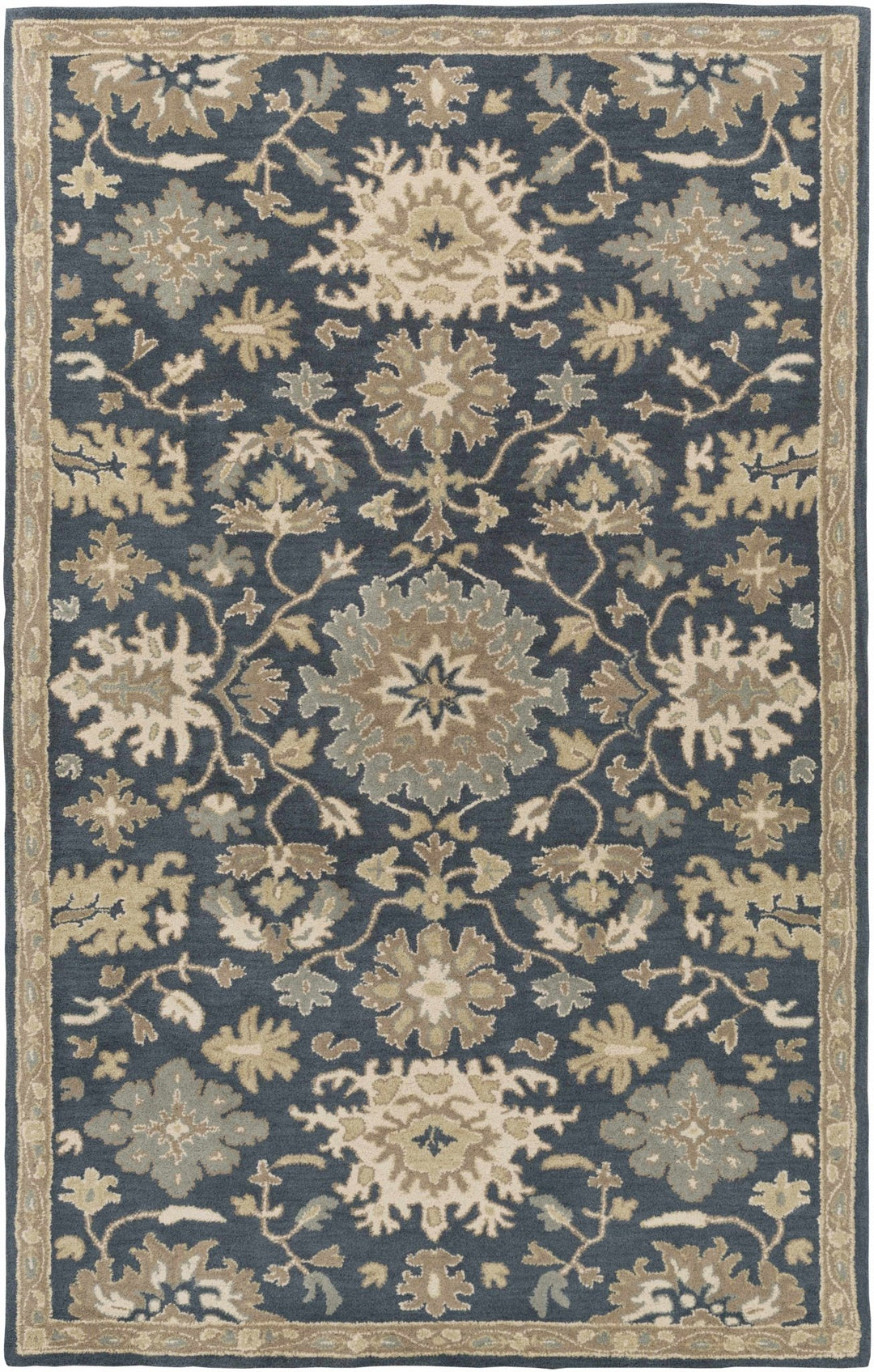 Hazen Traditional Oushak Navy And Beige Wool Rug - The Rug Decor