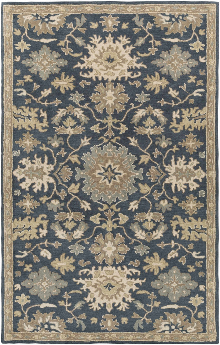 Hazen Traditional Oushak Navy And Beige Wool Rug - The Rug Decor