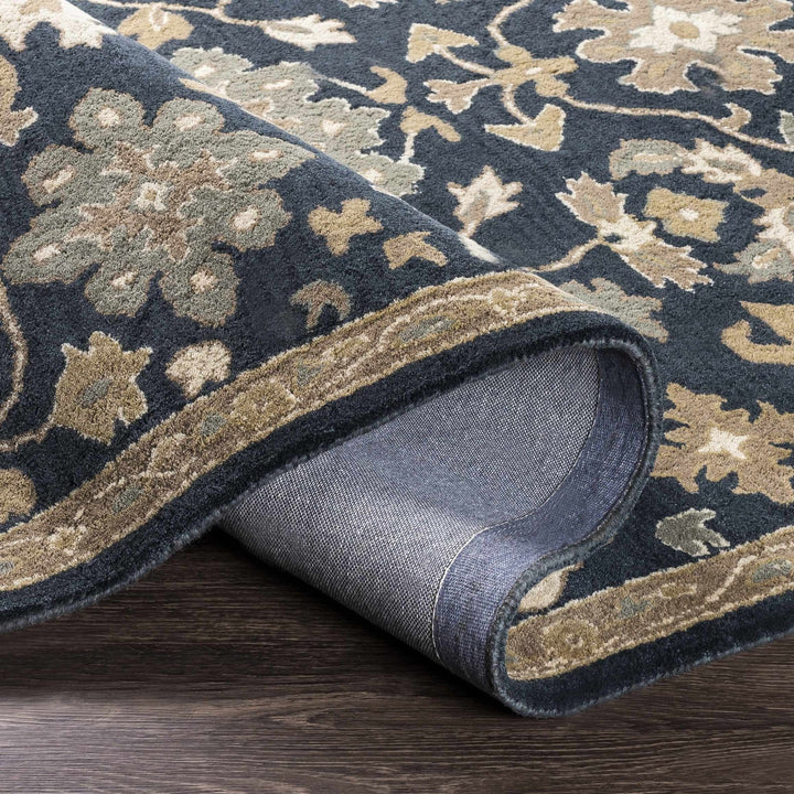 Hazen Traditional Oushak Navy And Beige Wool Rug - The Rug Decor