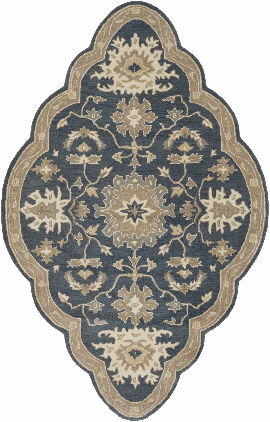 Hazen Traditional Oushak Navy And Beige Wool Rug - The Rug Decor