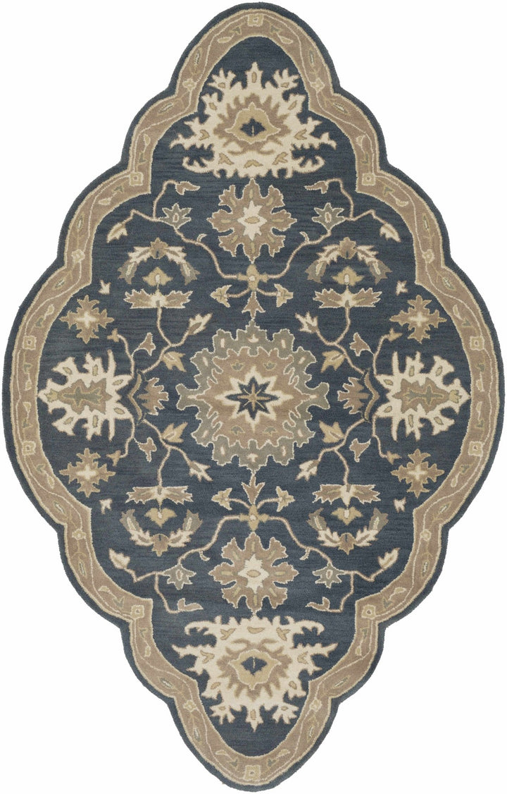 Hazen Traditional Oushak Navy And Beige Wool Rug - The Rug Decor