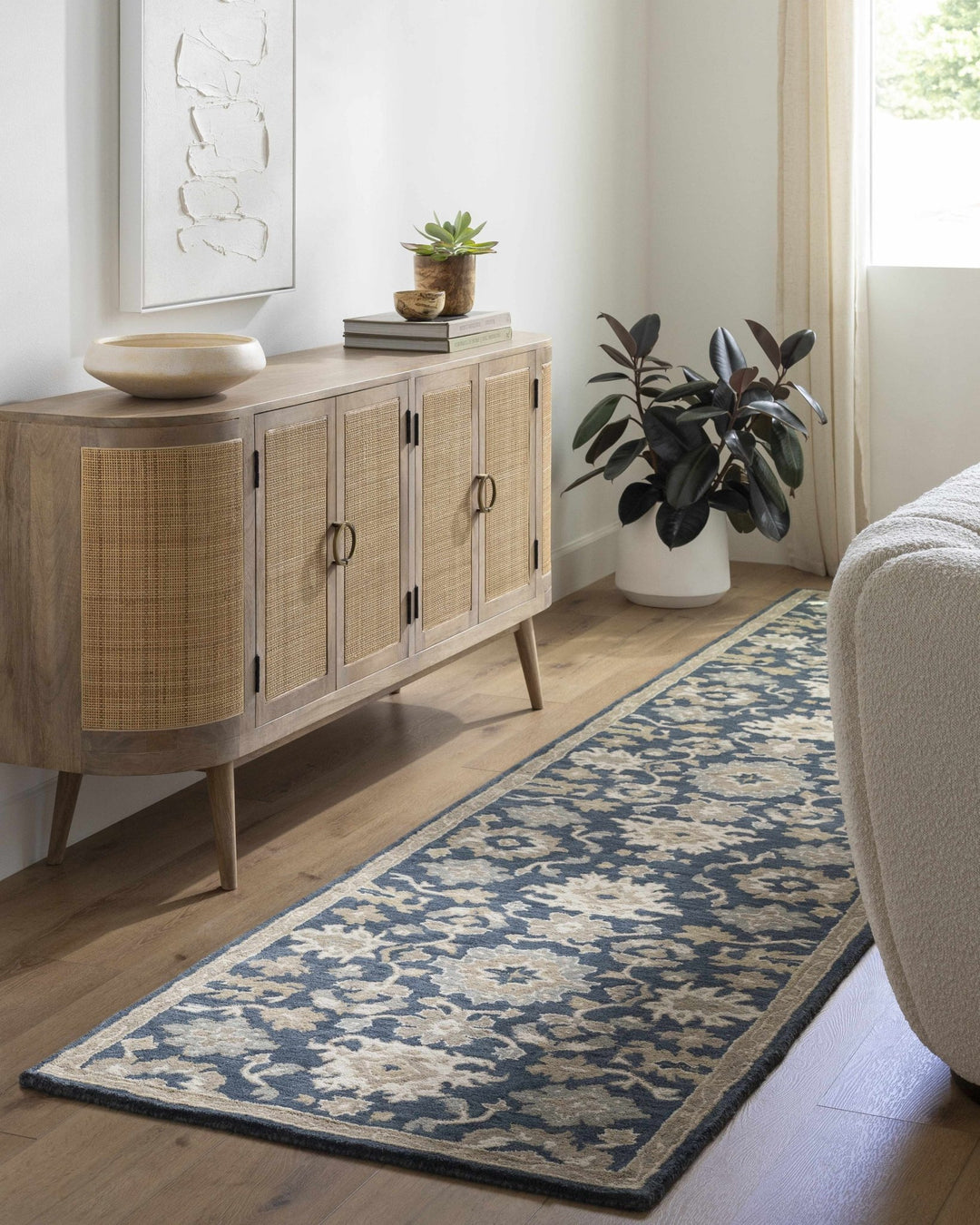 Hazen Traditional Oushak Navy And Beige Wool Rug - The Rug Decor