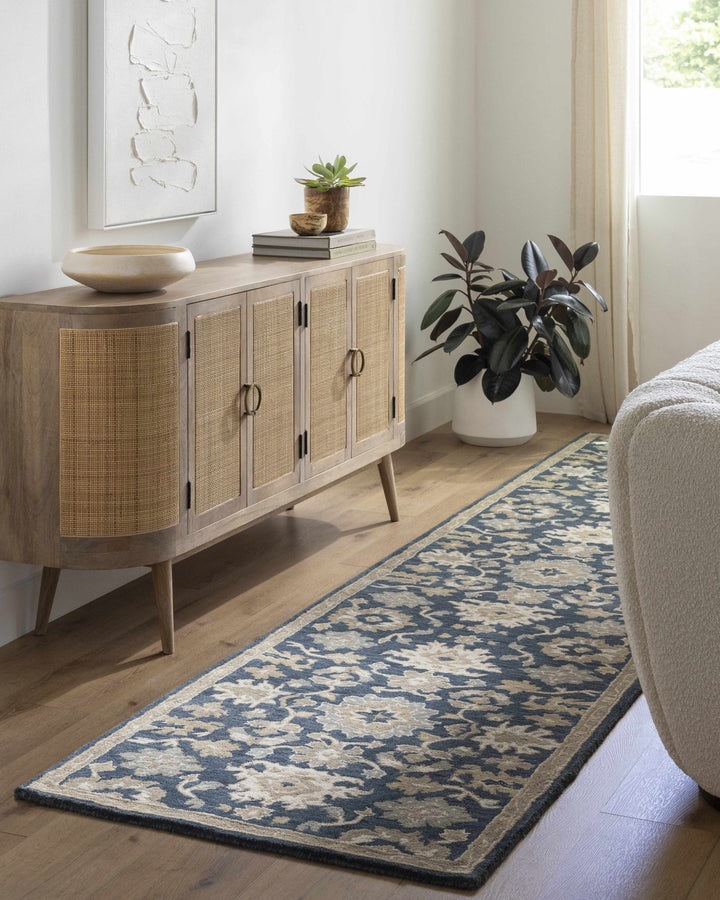 Hazen Traditional Oushak Navy And Beige Wool Rug - The Rug Decor