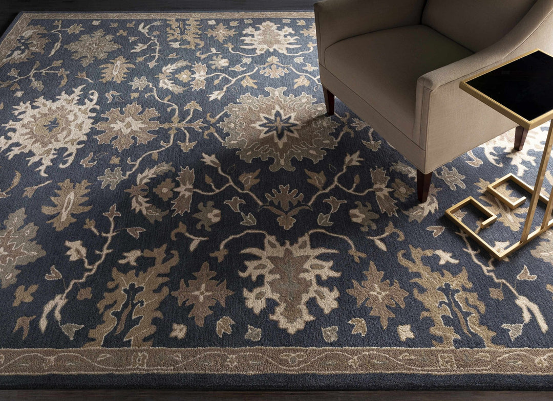 Hazen Traditional Oushak Navy And Beige Wool Rug - The Rug Decor