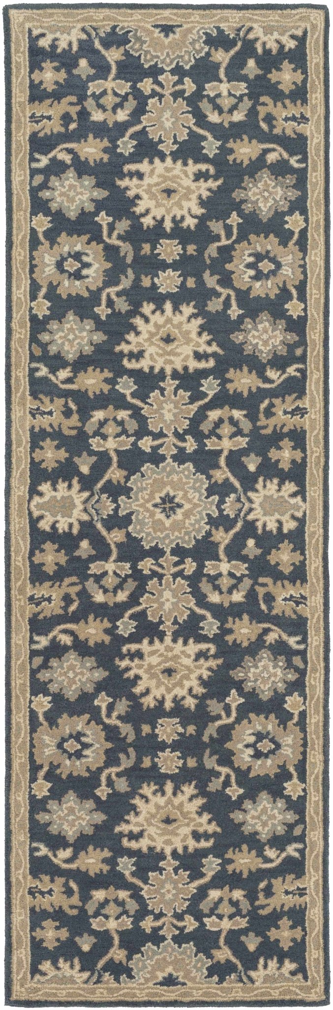 Hazen Traditional Oushak Navy And Beige Wool Rug - The Rug Decor