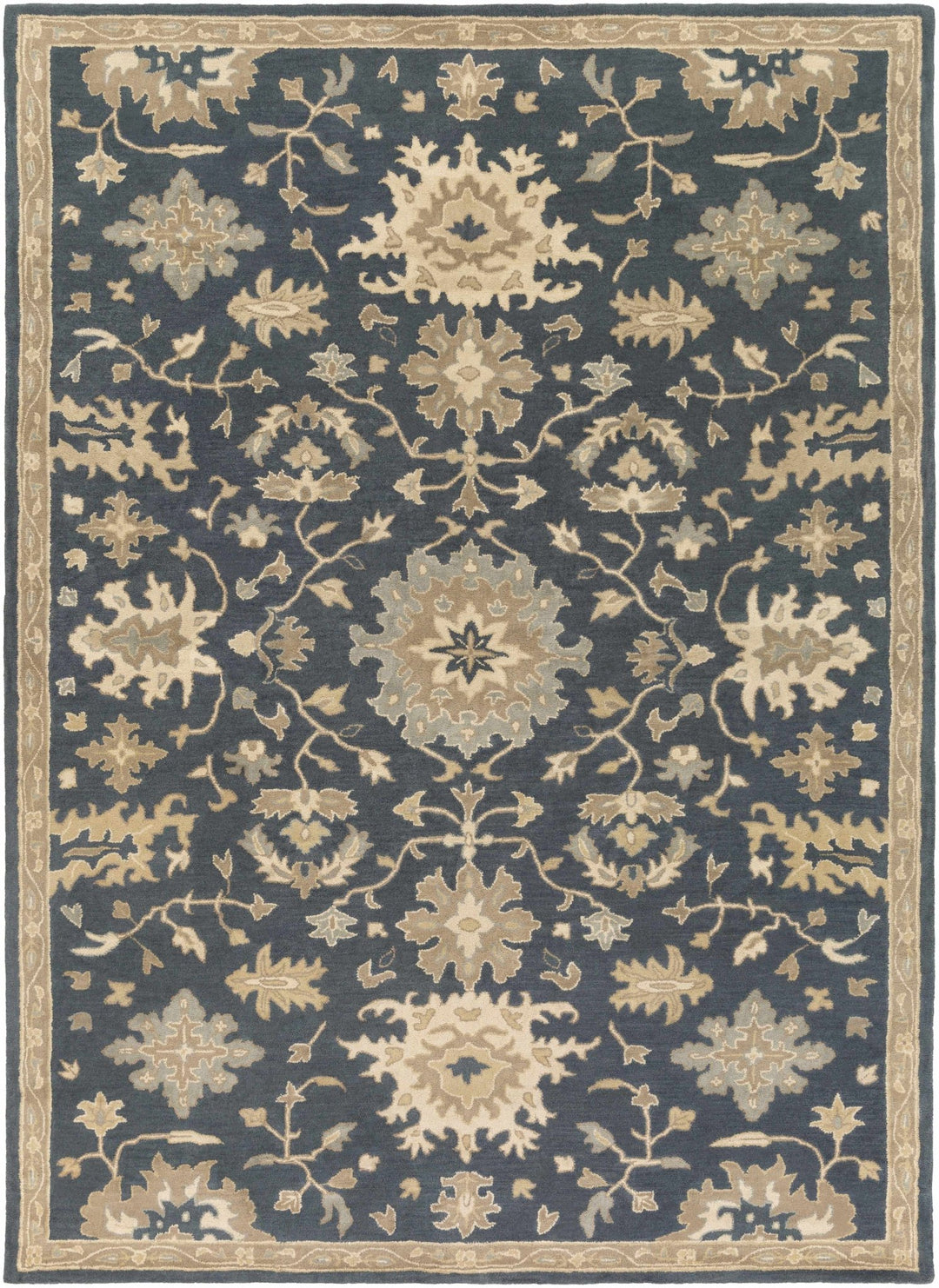 Hazen Traditional Oushak Navy And Beige Wool Rug - The Rug Decor