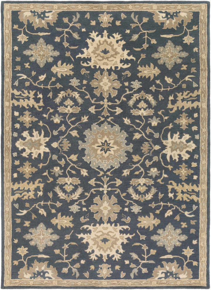 Hazen Traditional Oushak Navy And Beige Wool Rug - The Rug Decor