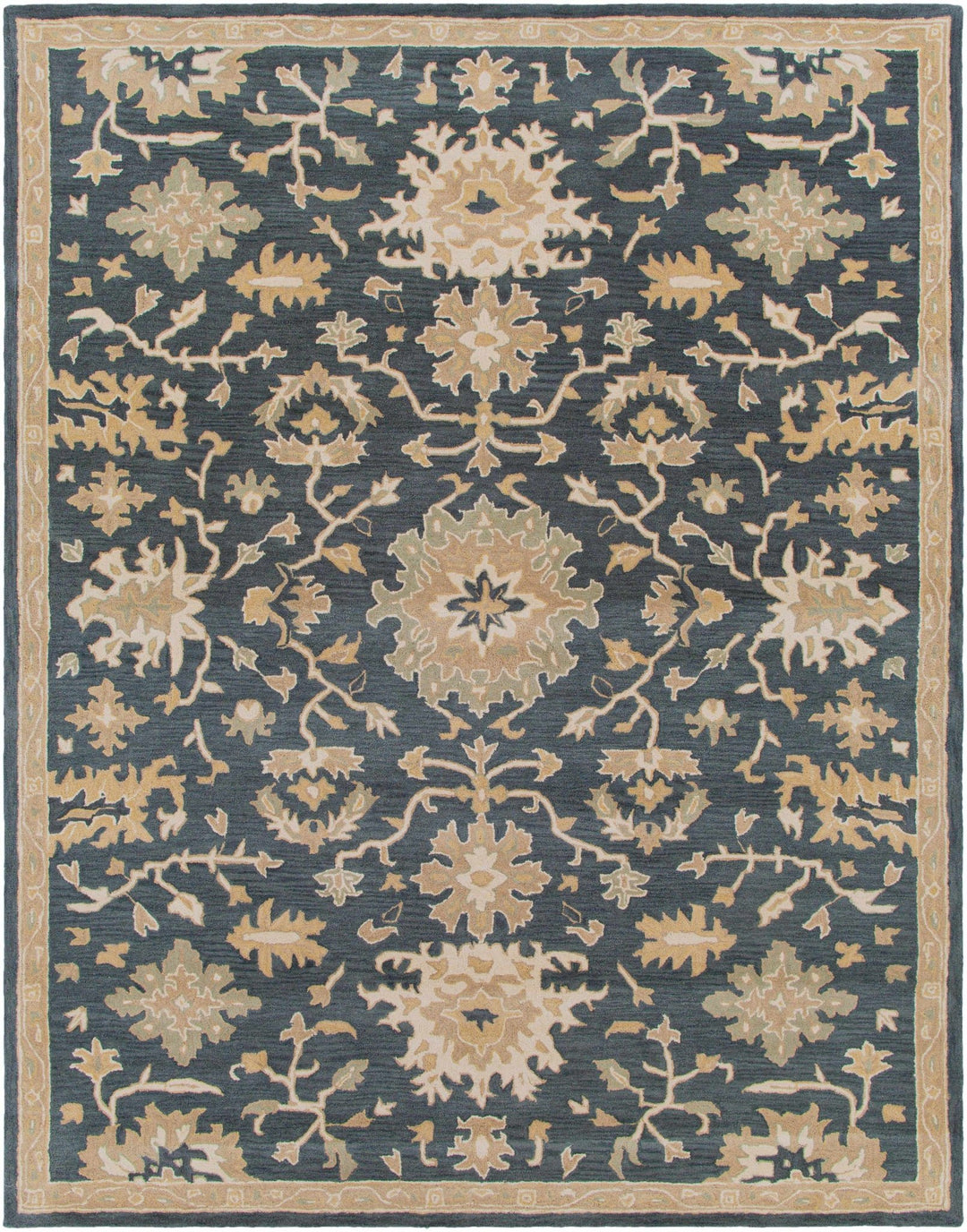 Hazen Traditional Oushak Navy And Beige Wool Rug - The Rug Decor