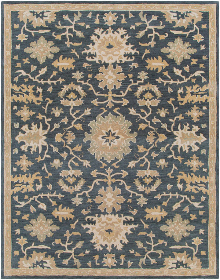 Hazen Traditional Oushak Navy And Beige Wool Rug - The Rug Decor
